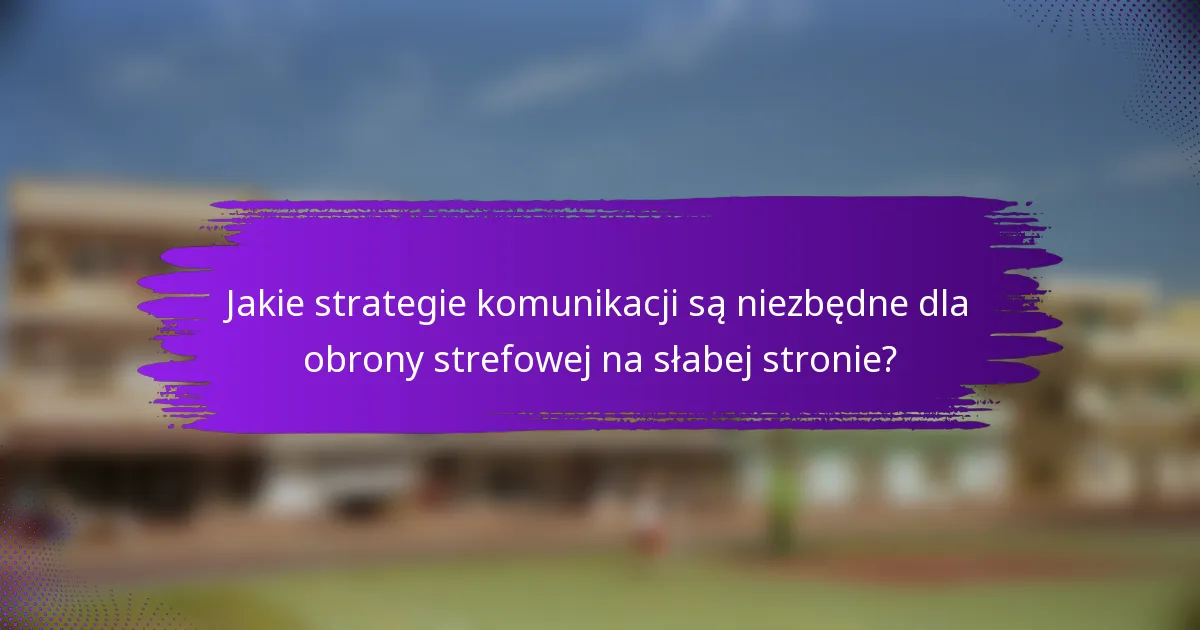 Jakie strategie komunikacji są niezbędne dla obrony strefowej na słabej stronie?